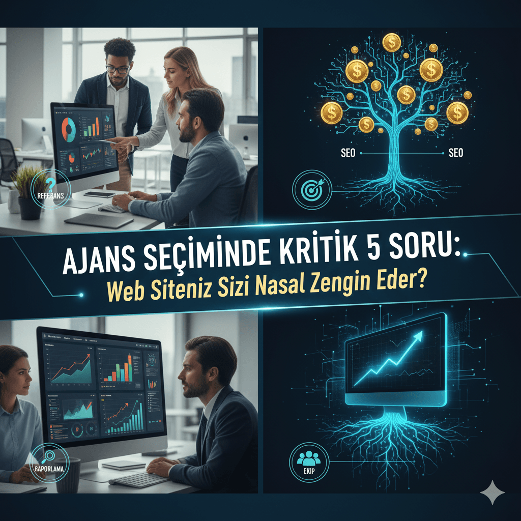 Ajans Seçiminde Kritik 5 Soru: Web Siteniz Sizi Nasıl Zengin Eder? 1 AJANS SECIMINDE KRITIK 5 SORU Web Siteniz Sizi Nasil Zengin Eder blog basligi icin en 650 karakterlik bir blog gorseli olustur